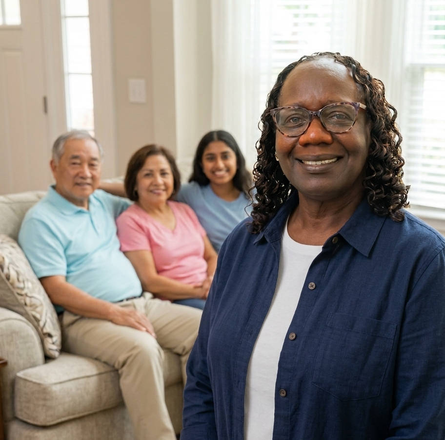 Warm caregiving moments shared with family at home